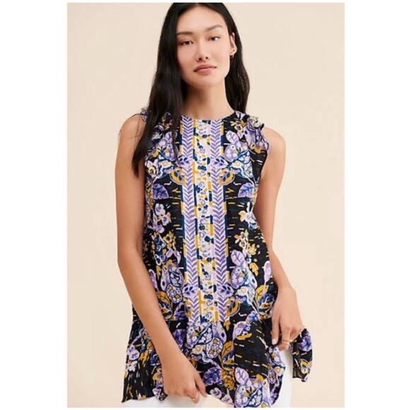 Free People Tops - Free People Summer Tulum Tunic Top Ruffle Tie Back Sz Medium Combo Floral